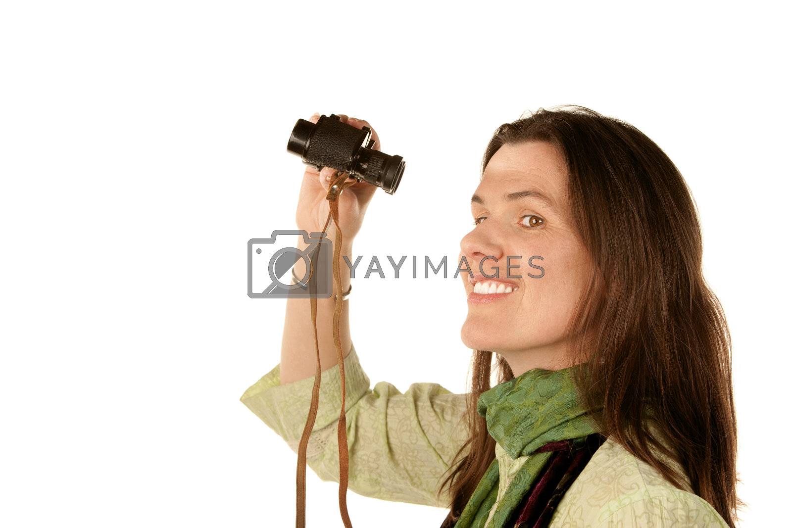 Royalty free image of Woman using binoculars by Creatista