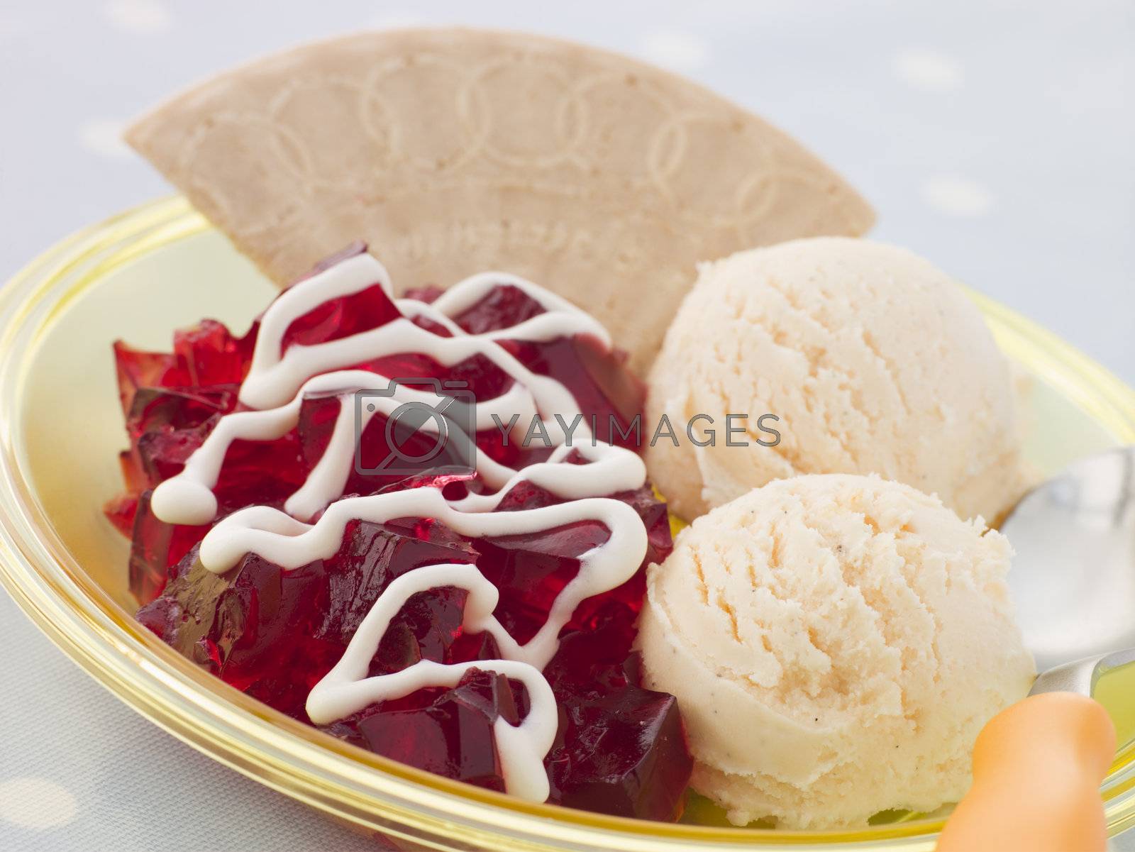 Royalty free image of Jelly and Ice Cream with a Wafer and Cream by MonkeyBusiness