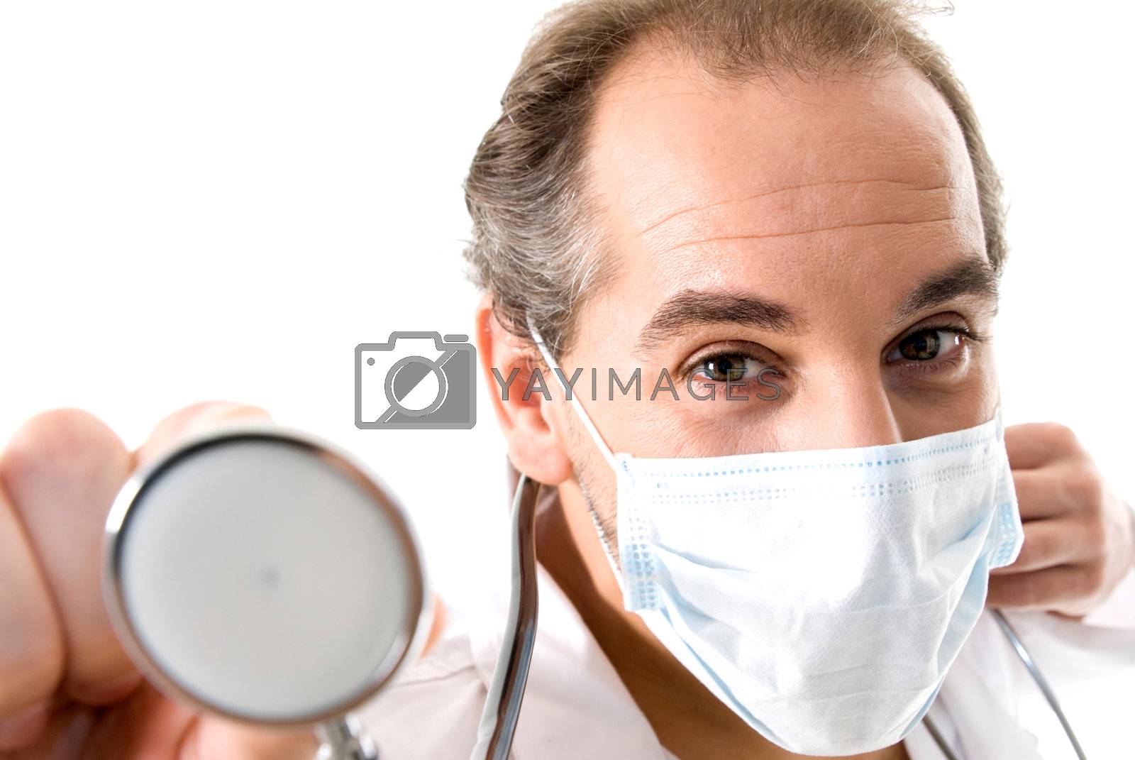 Royalty free image of Medic with stethoscope and medical mask. by dgmata
