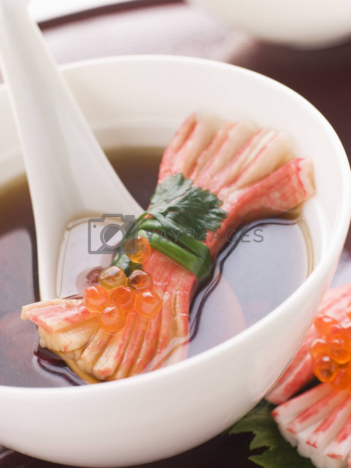 Royalty free image of Clear Soup with Snow Crab Sticks by MonkeyBusiness