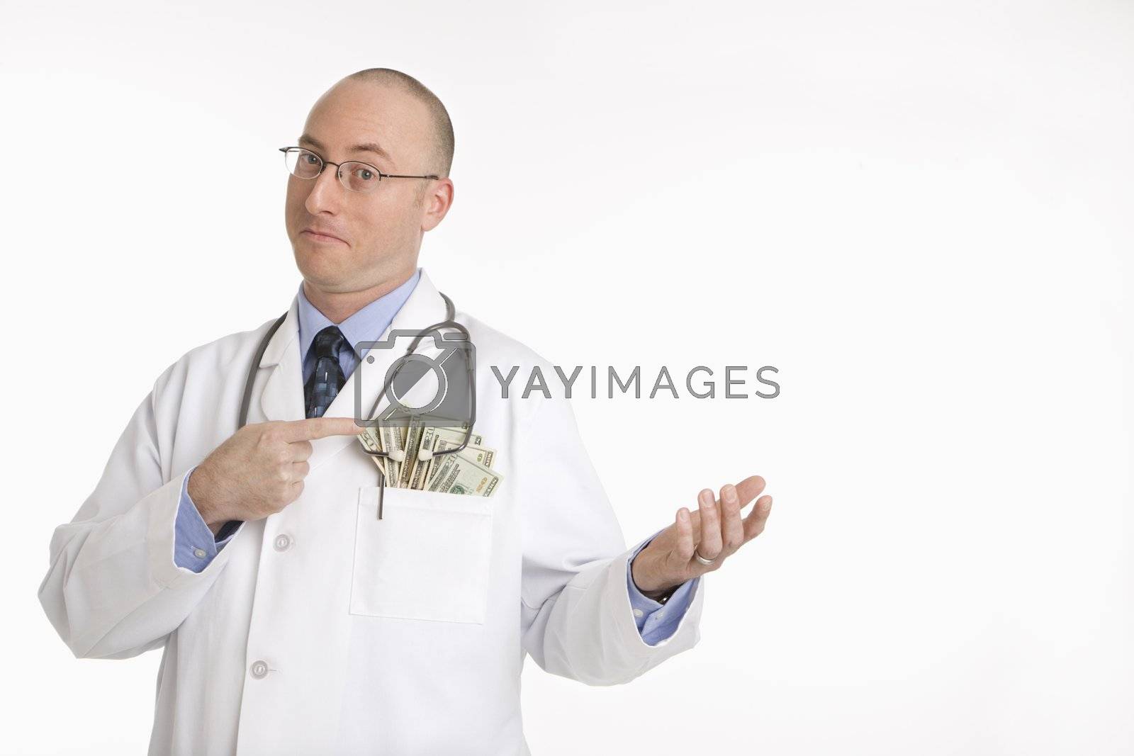 Royalty free image of Doctor with cash. by iofoto