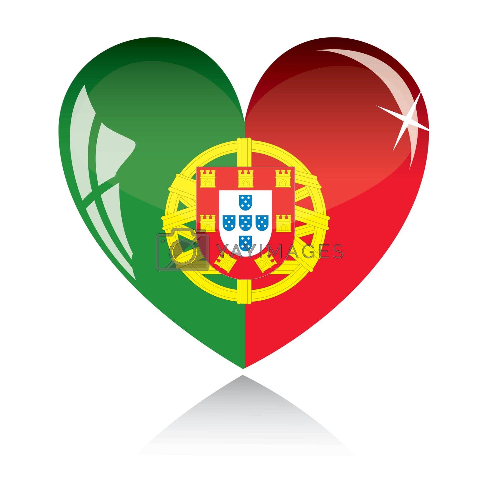 Royalty free image of Vector heart with Portugal flag texture isolated on a white. by SolanD