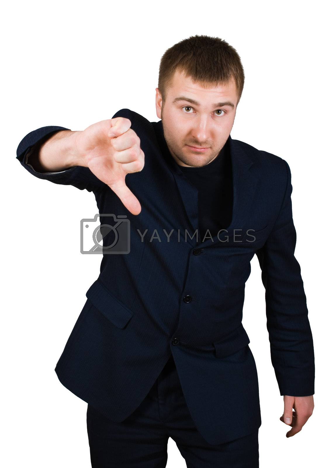 Royalty free image of businessman show thumb down sing by AndyTu