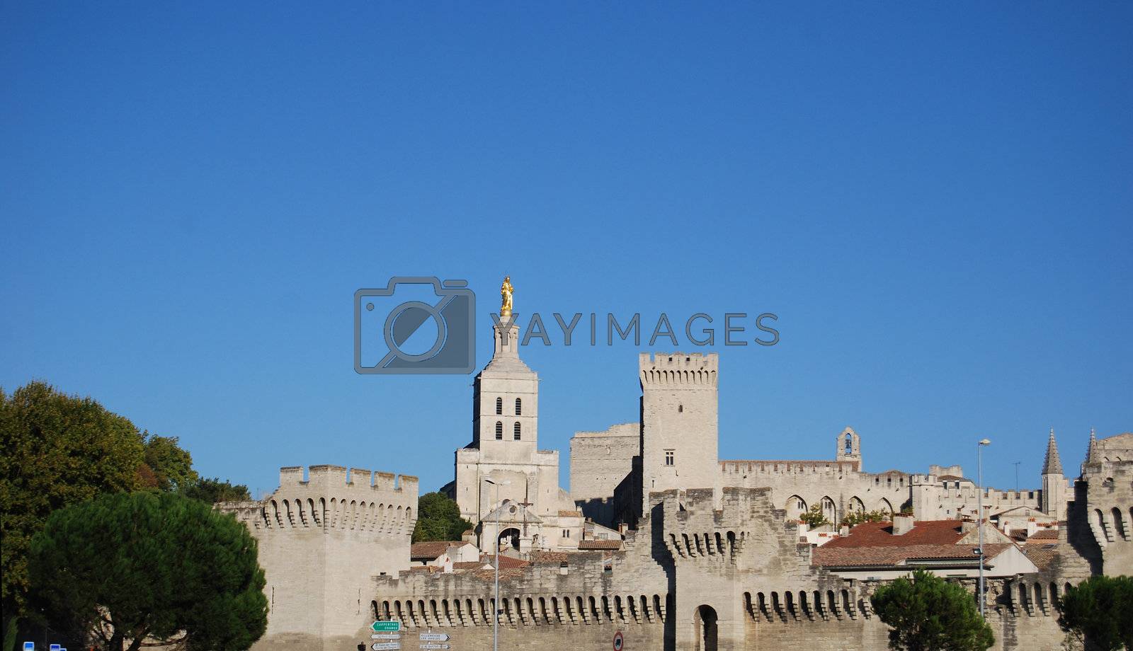 Royalty free image of Historical Avignon by windmill