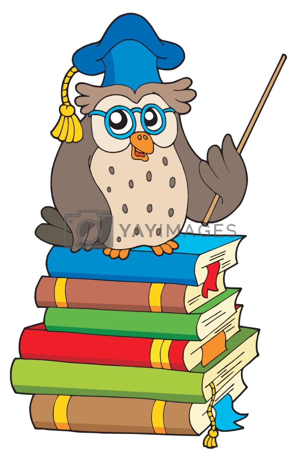 Royalty free image of Owl teacher and books by clairev