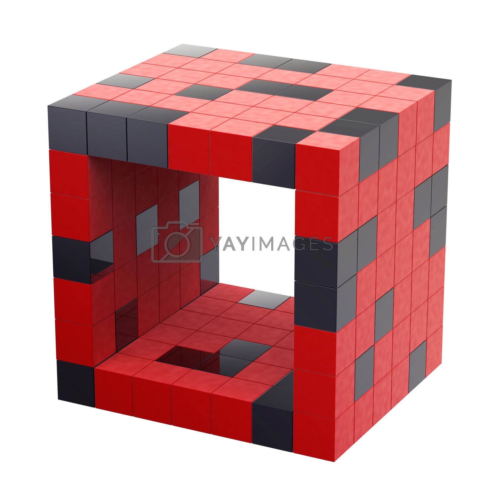 Royalty free image of isolated Red futuristic 3d cube by JimmyMaslo