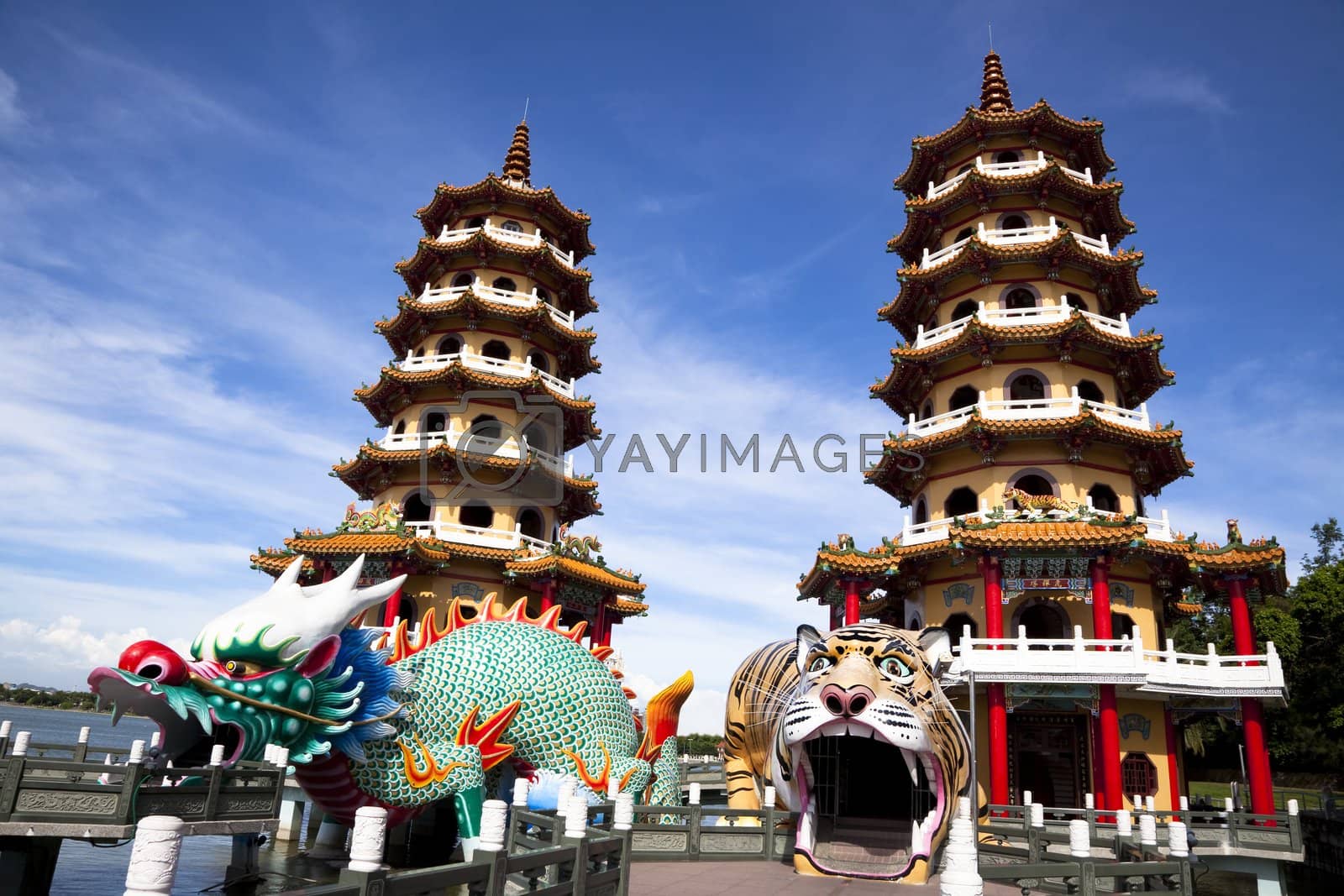Royalty free image of Famous Tower and dragon and tiger, taiwan by tomwang