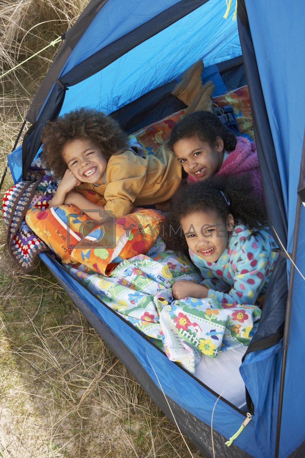 Royalty free image of Children Having Fun Inside Tent On Camping Holiday by omg_images