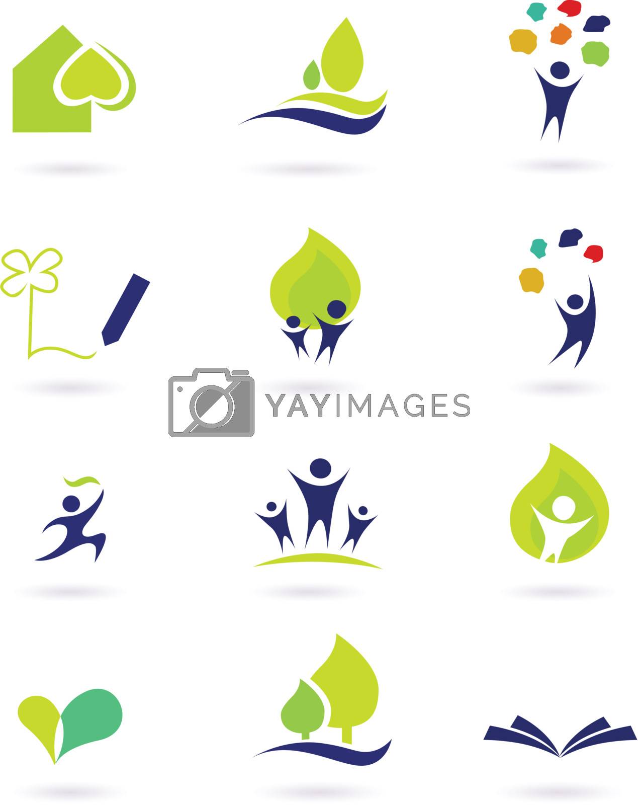 Royalty free image of Nature, school and education icons by Lordalea