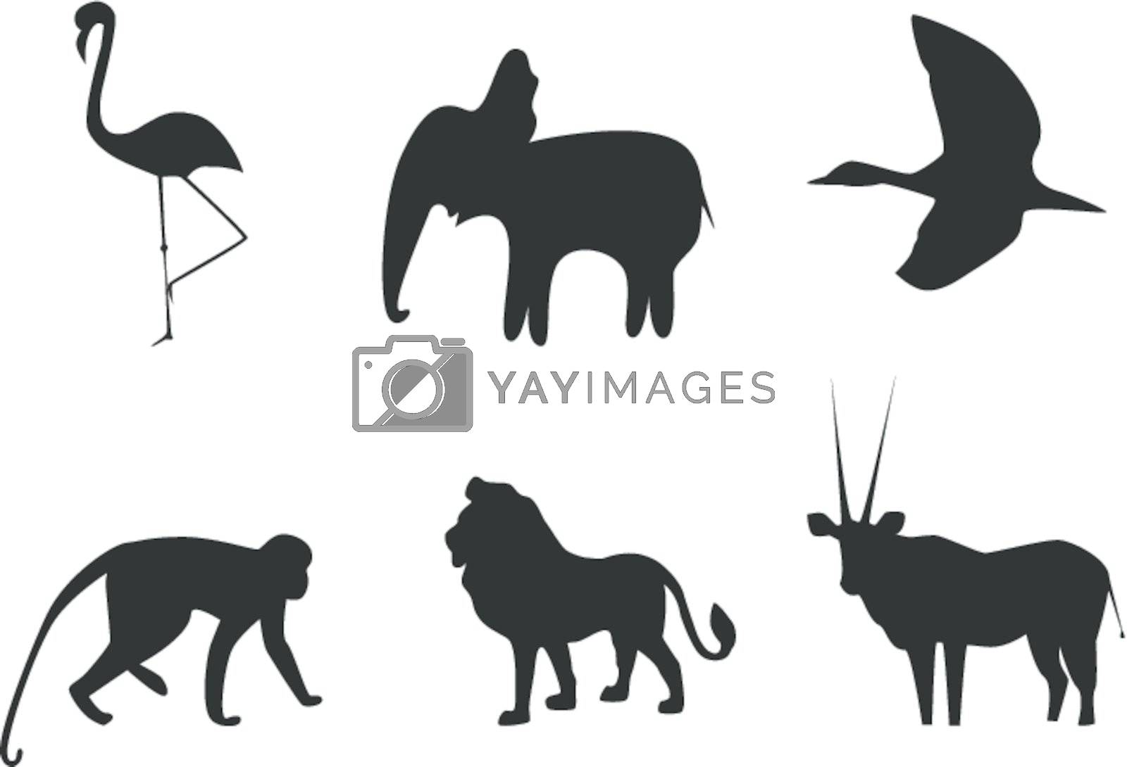 Vector picture of silhouettes of animals of Africa