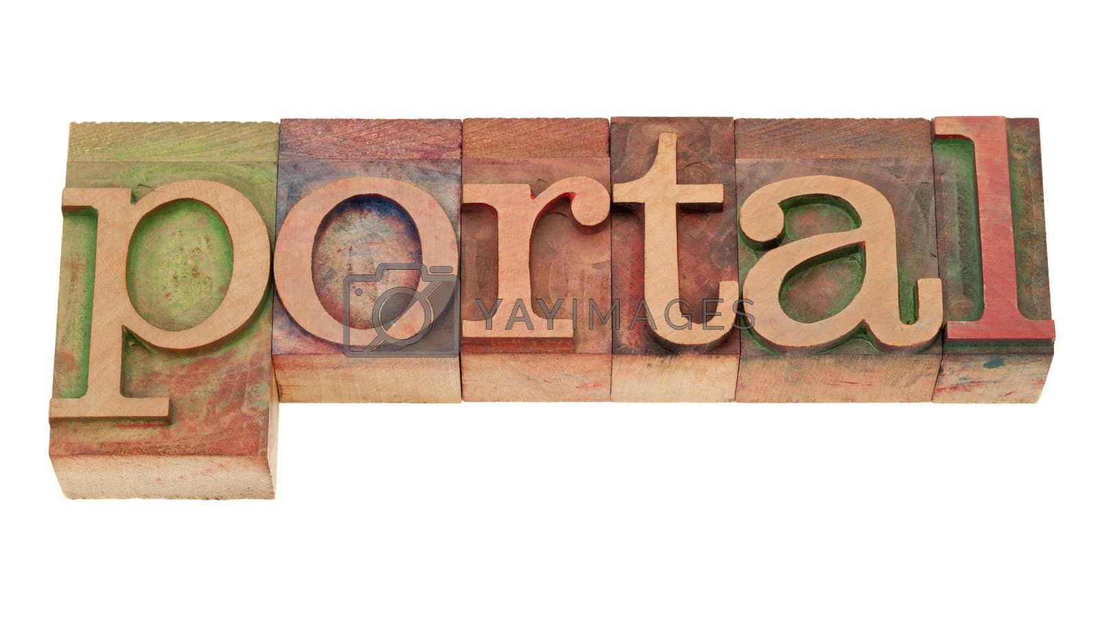 Royalty free image of portal - word in wood letterpress type by PixelsAway