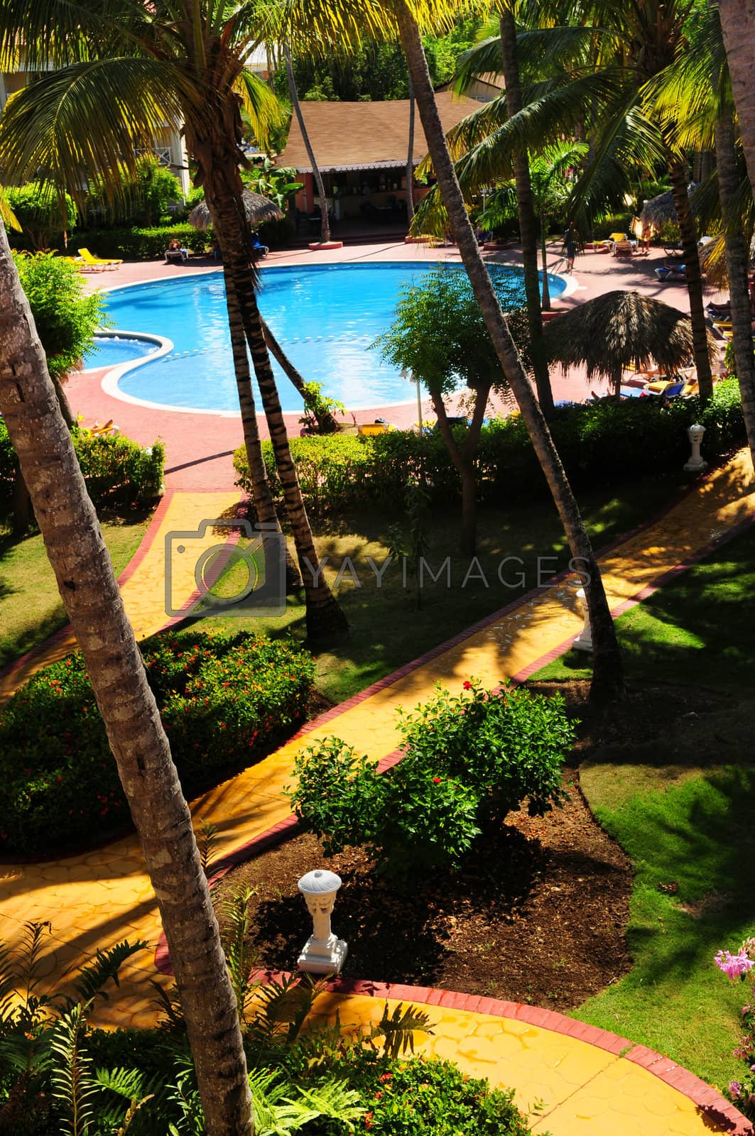 Royalty free image of Garden landscaping at tropical resort by elenathewise