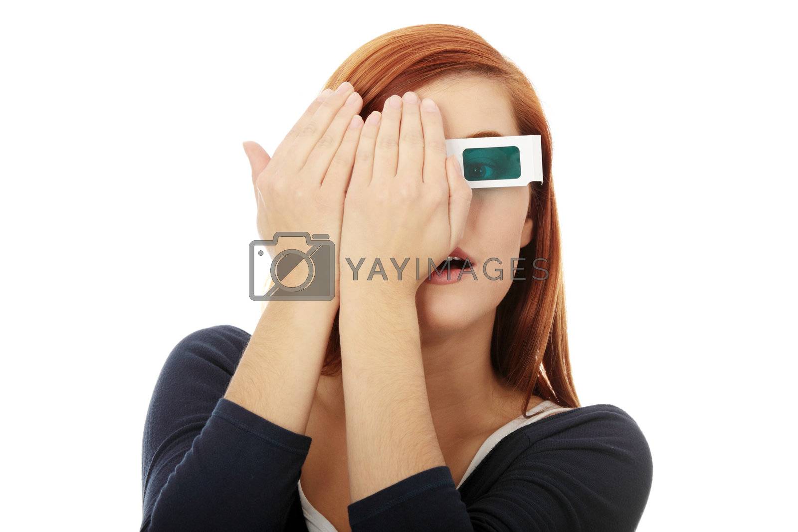 Royalty free image of Woman in 3d cinema glasses by BDS