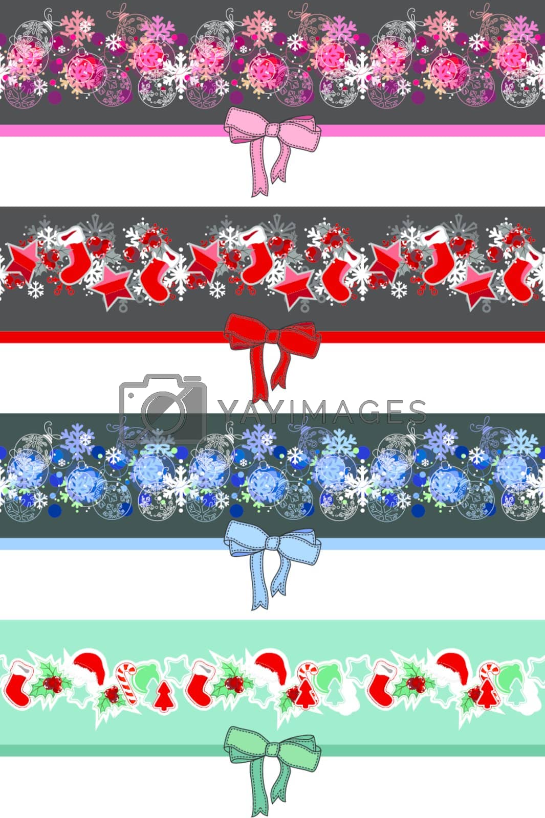 Royalty free image of Different Christmas seamless borders by nurrka
