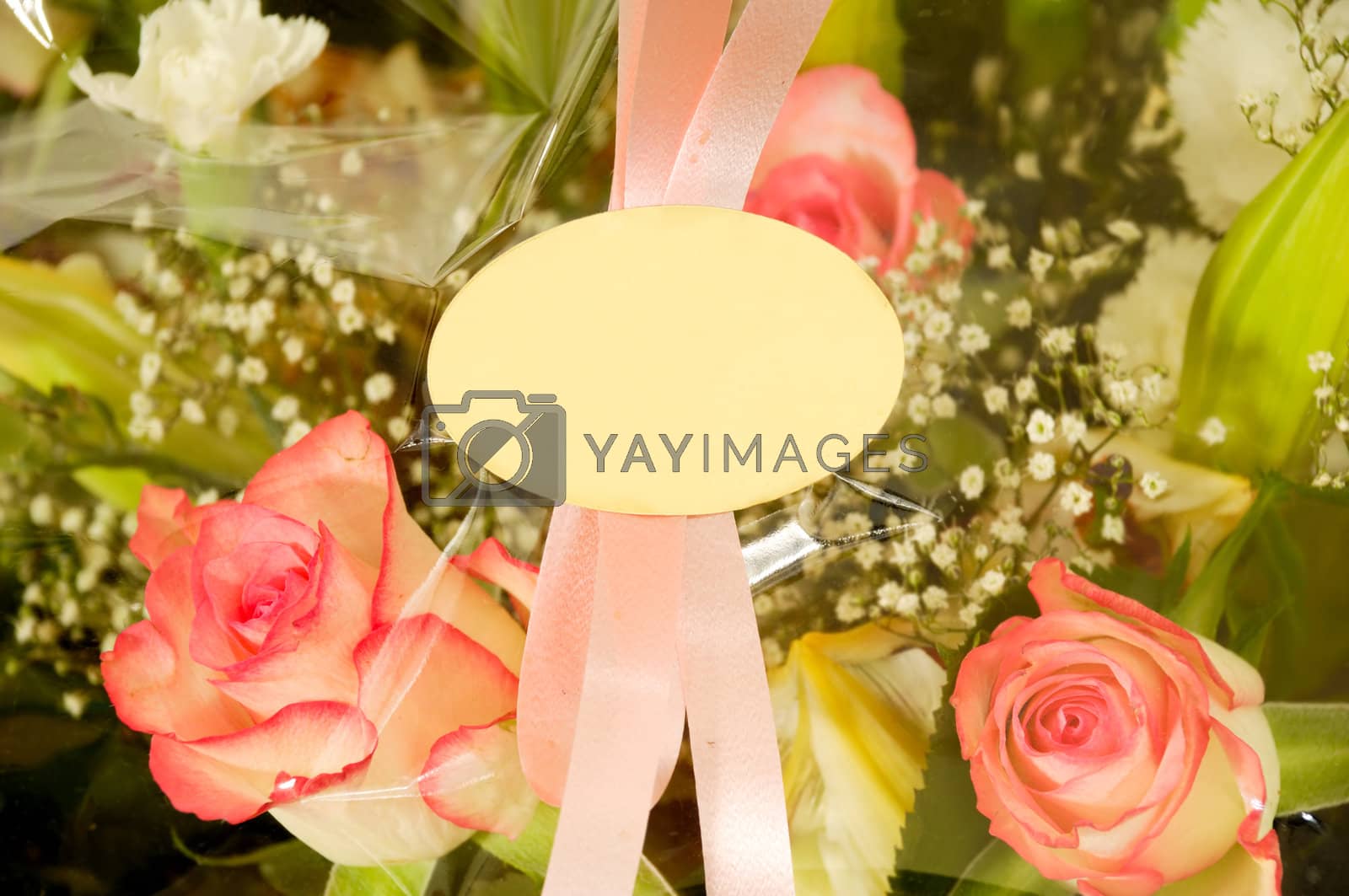 Royalty free image of Flowers and blank lable by cfoto