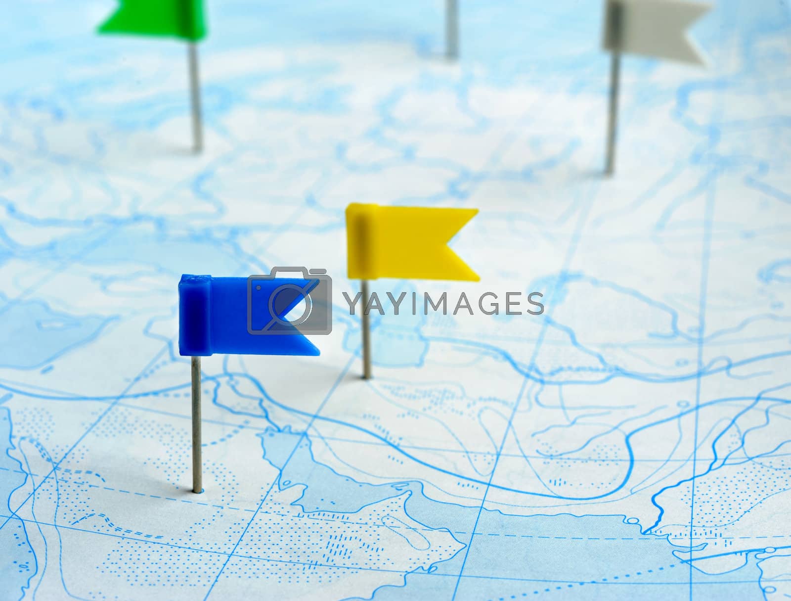 Royalty free image of Flag blue and yellow a pin on map by galdzer