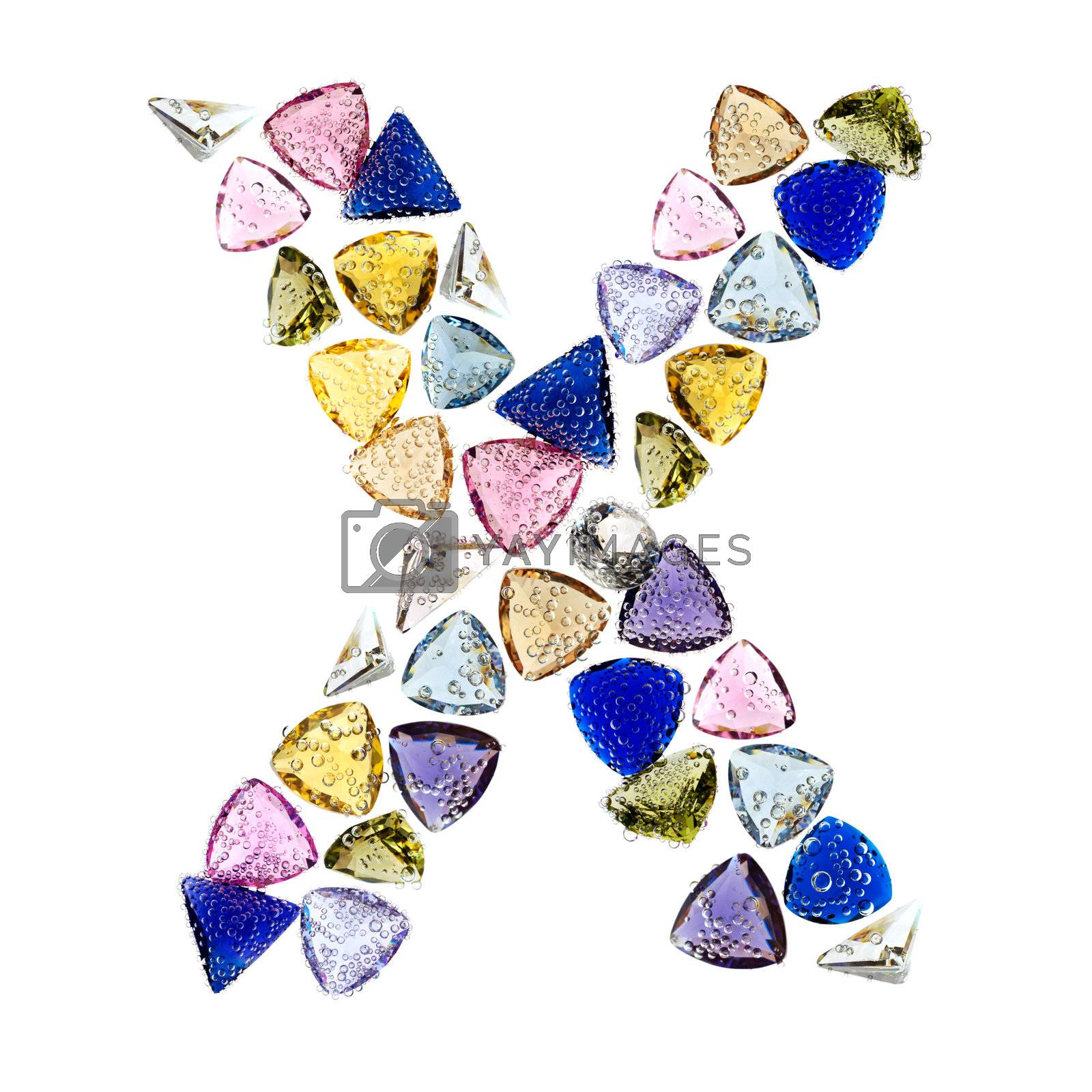 Royalty free image of Gemstones alphabet, letter X. Isolated on white background. by pashabo