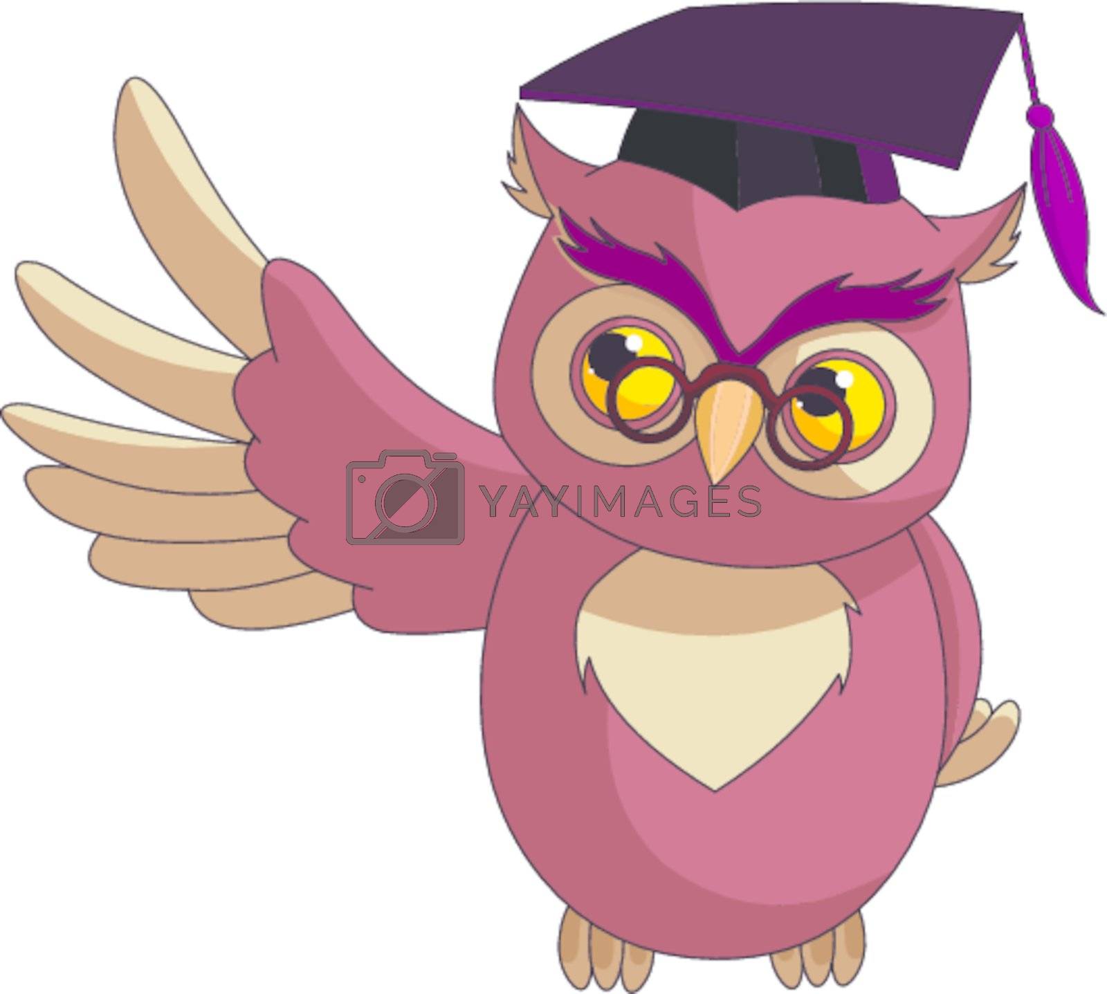 Royalty Free Vector | Cartoon Wise Owl with graduation cap by Dazdraperma