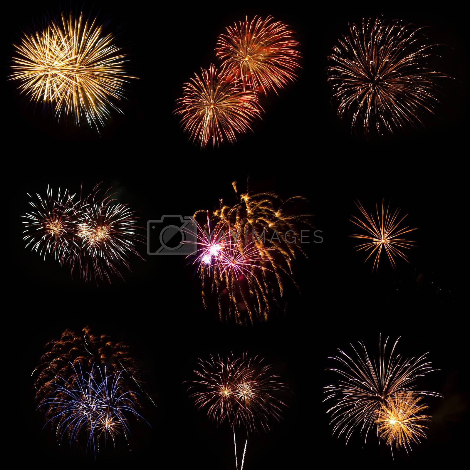 Royalty free image of Long Exposure of Fireworks Against a Black Sky by Frankljunior
