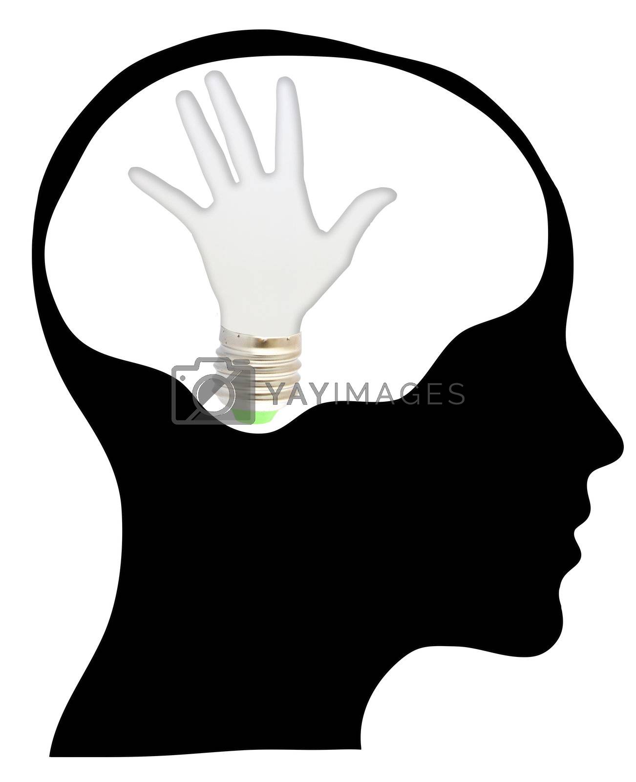 Royalty free image of bulb with ecology symbol in human head, by rufous