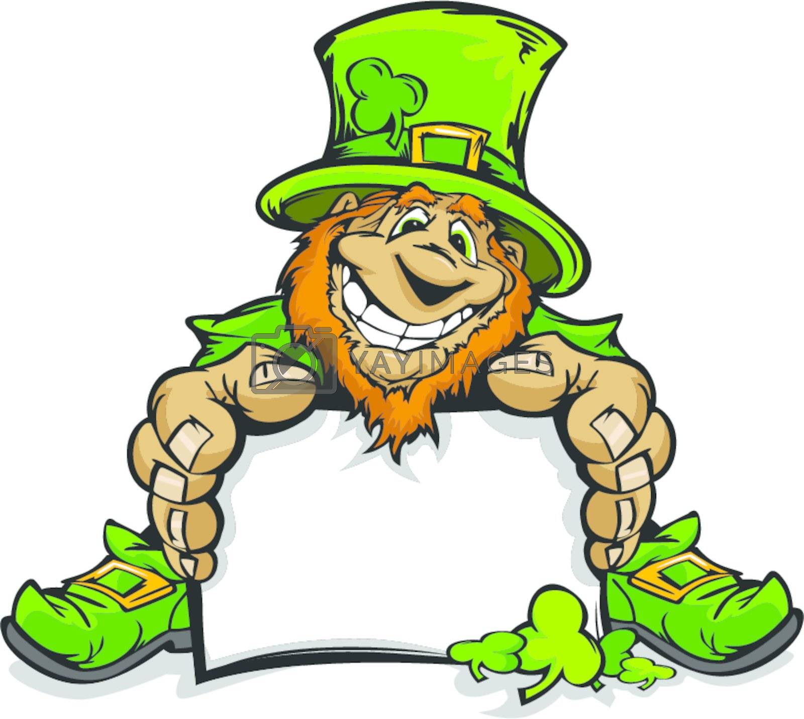Royalty free image of Smiling St. Patricks Day Leprechaun Holding Sign by chromaco