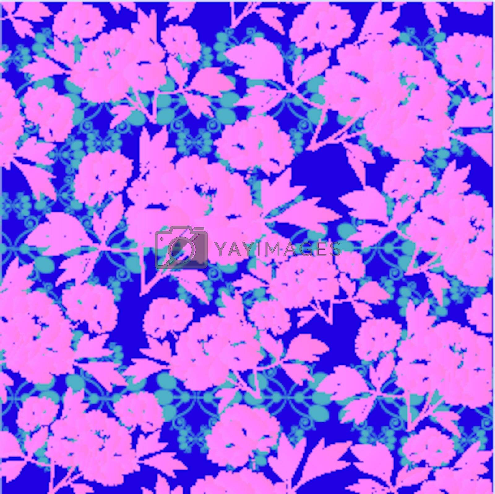 Royalty free image of pink flowers on blue background by catrinel