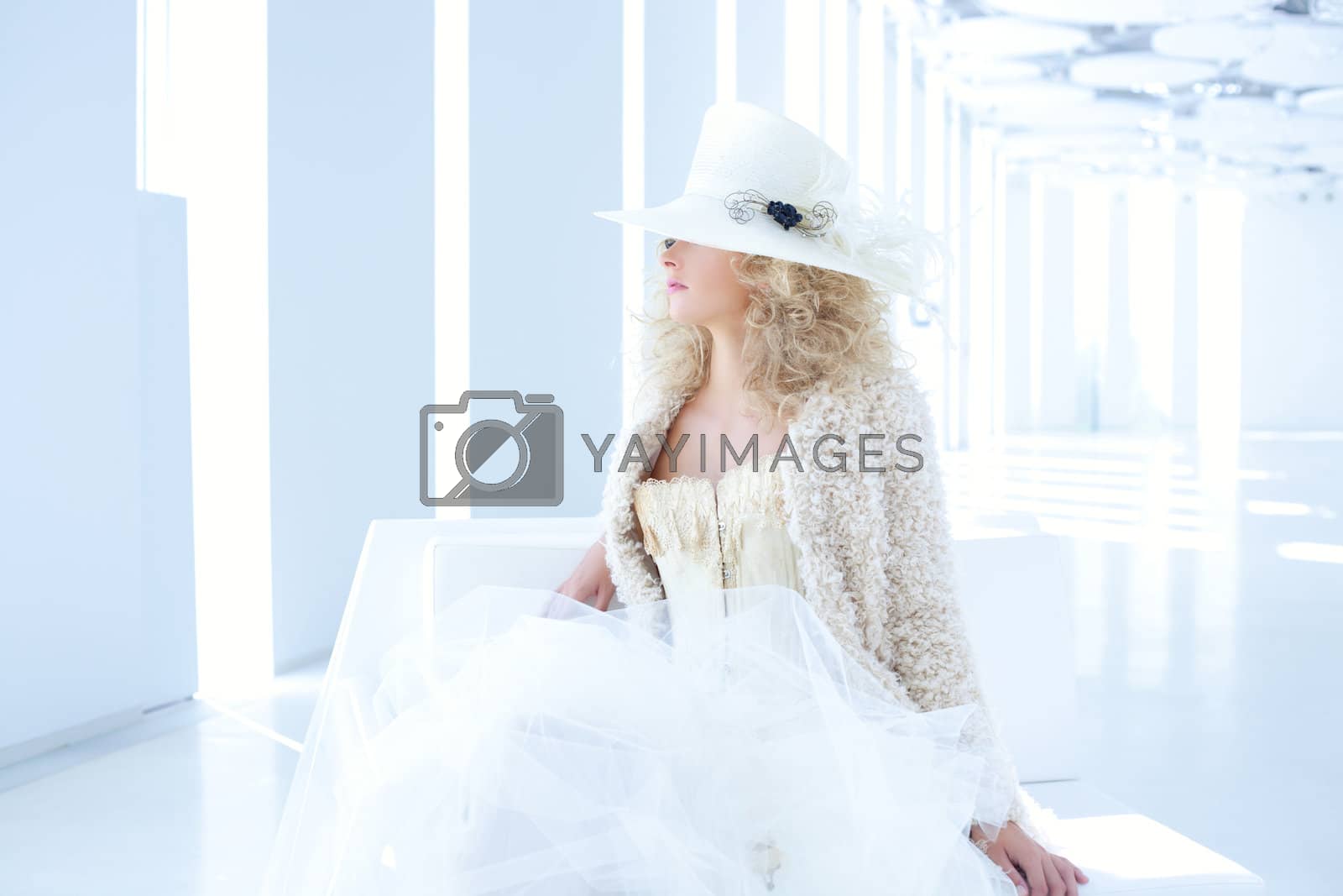Royalty free image of blond fashion woman with eighteenth century corset by lunamarina