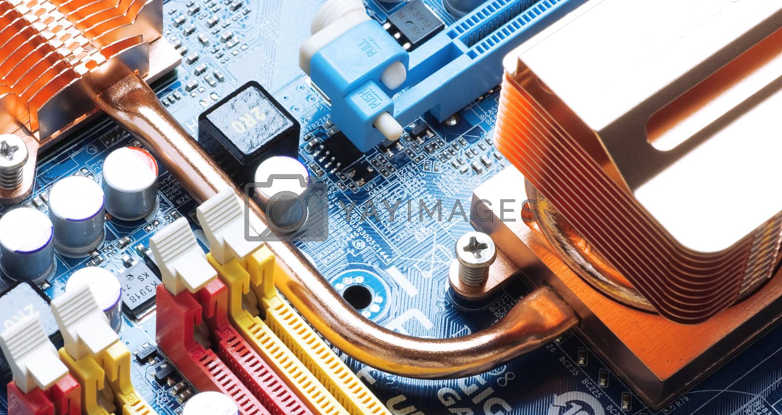 Royalty free image of mother-board with the established cooling system by Serp