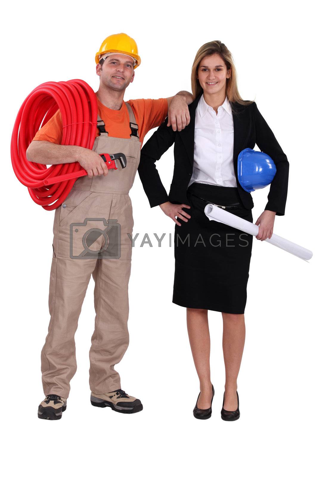 Royalty free image of Plumber and architect by phovoir