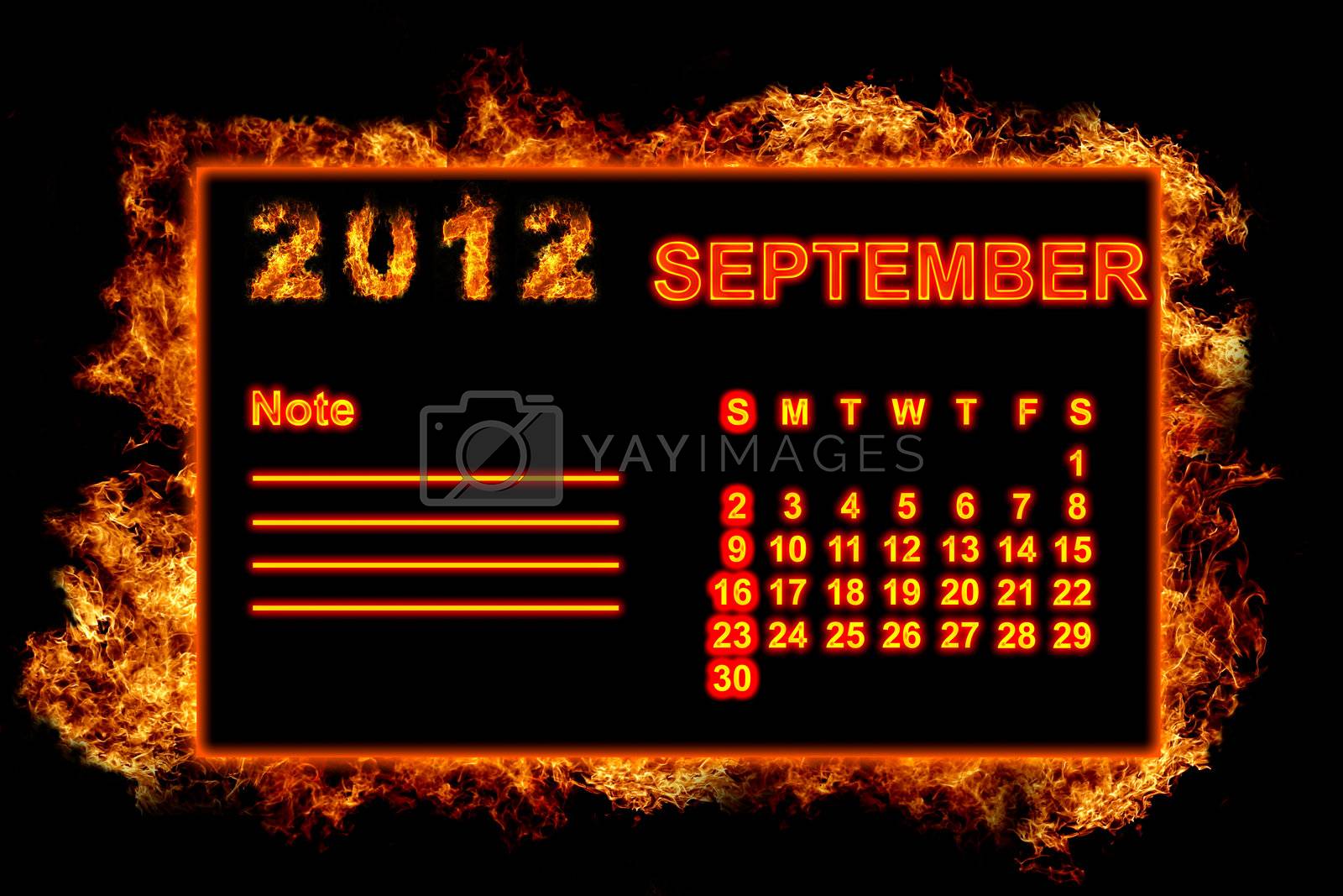 Royalty free image of Fire frame calendar, September 2012 by pinkblue