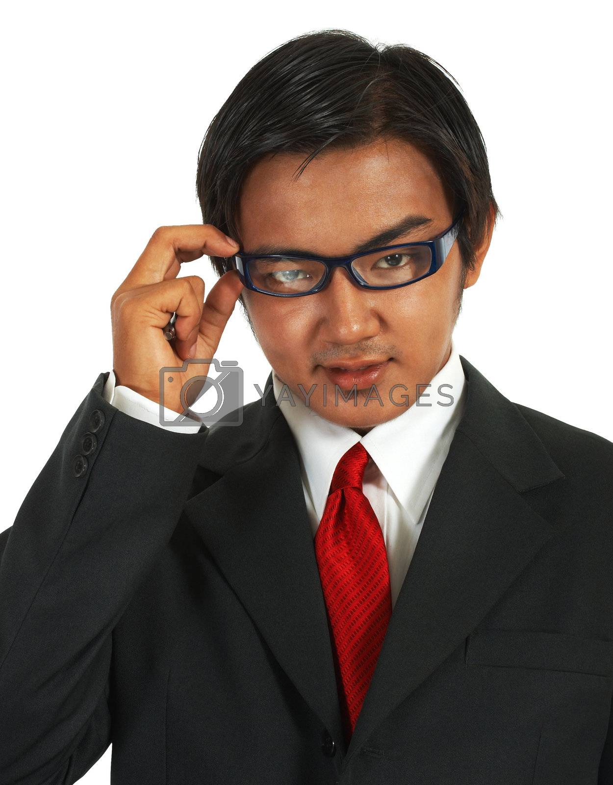 Businessman In Suit And Tie Wearing Glasses