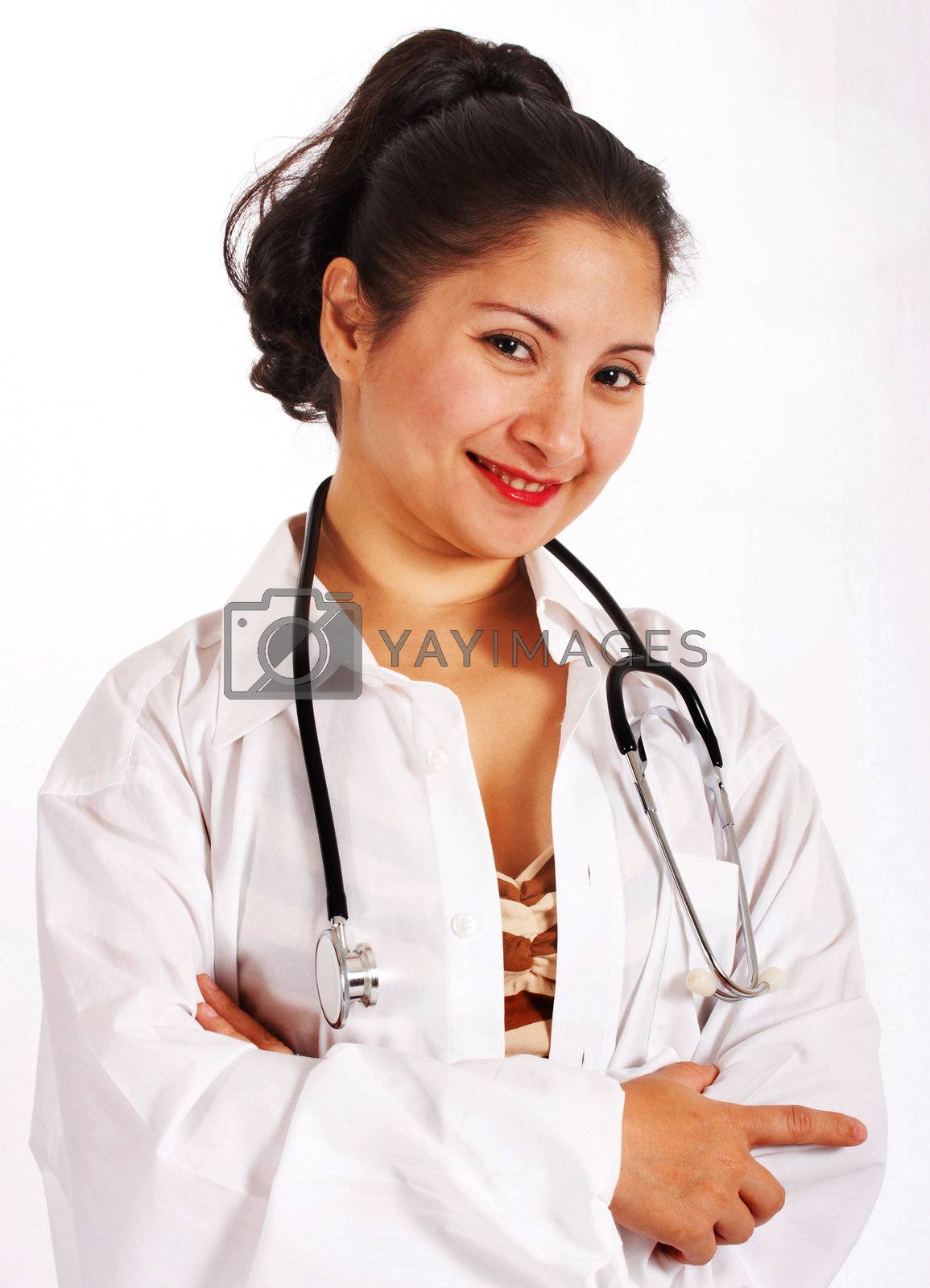 Smiling Doctor With Stethoscope Around Her Neck
