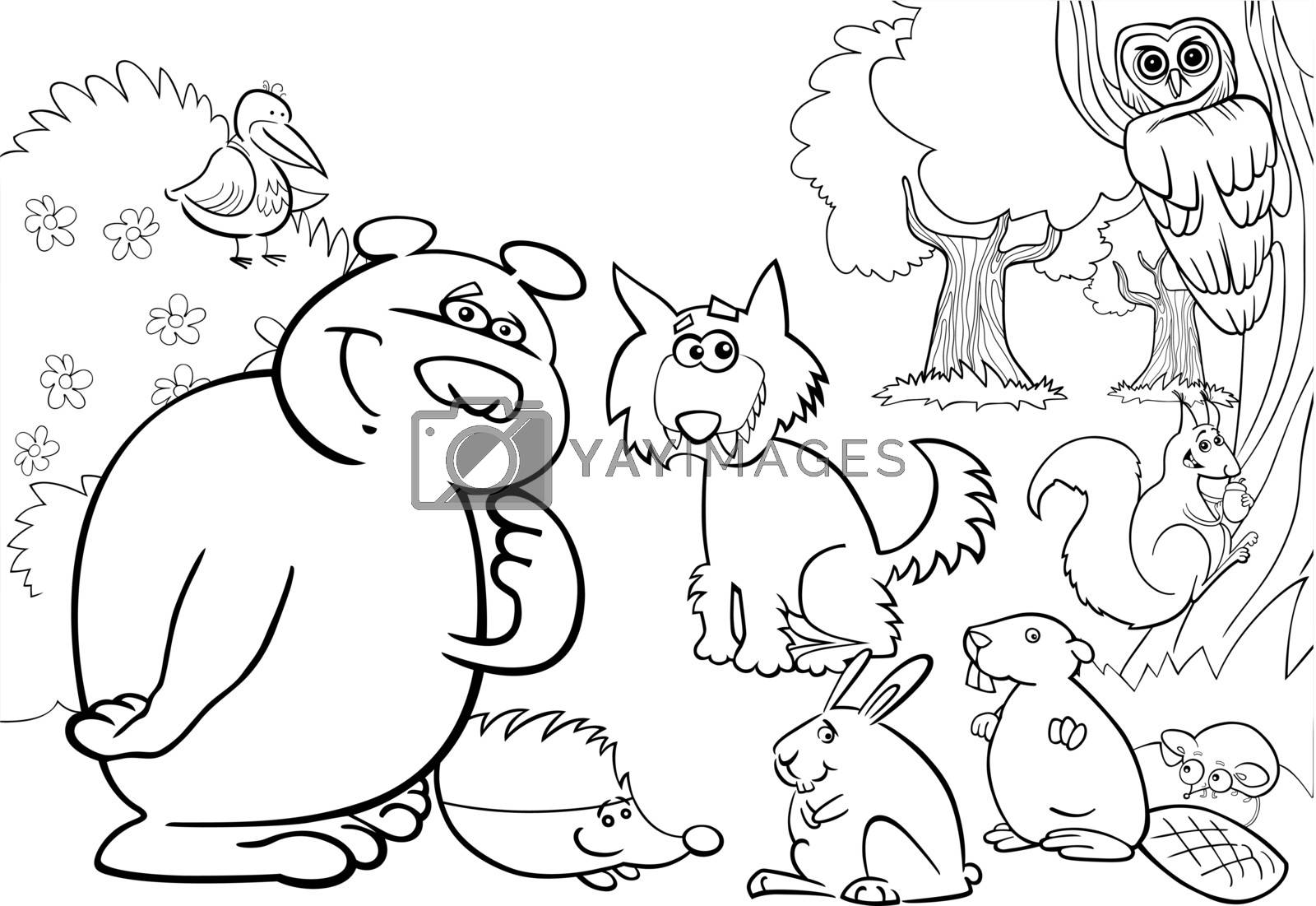 Royalty Free Vector | wild forest animals for coloring book by izakowski