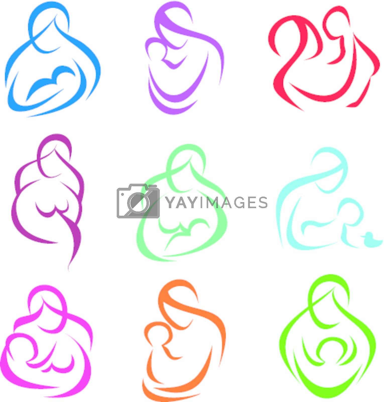 Royalty free image of mother and child set of symbols, pregnancy, parenthood concept by baldyrgan