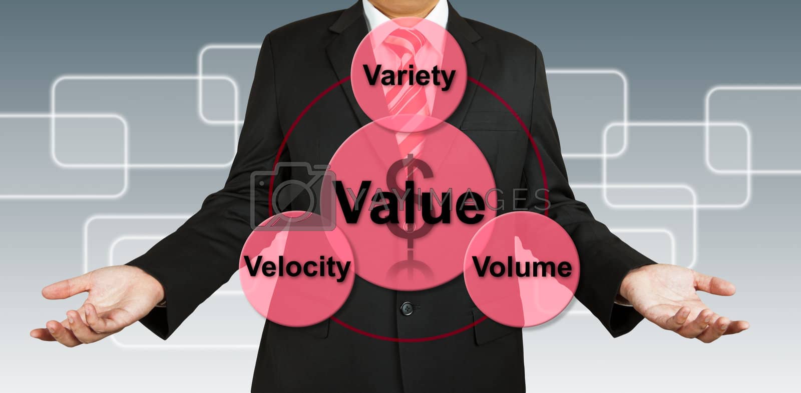 Royalty free image of Businessman with Value of information by pinkblue