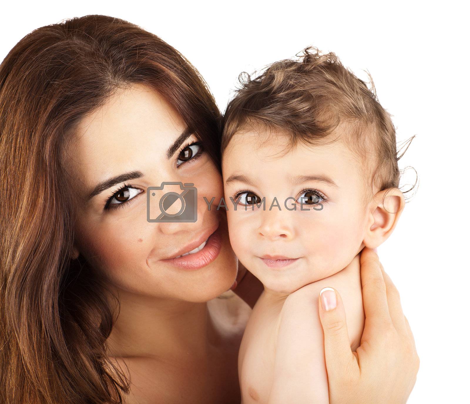 Royalty free image of Cute baby boy smiling with mother by Anna_Omelchenko