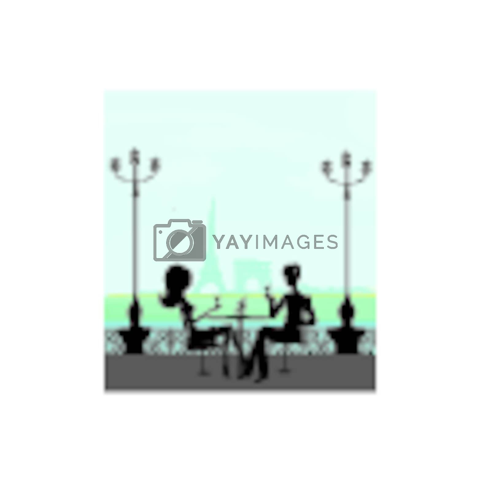 Royalty free image of Young couple flirt and drink champagne in Paris by JackyBrown