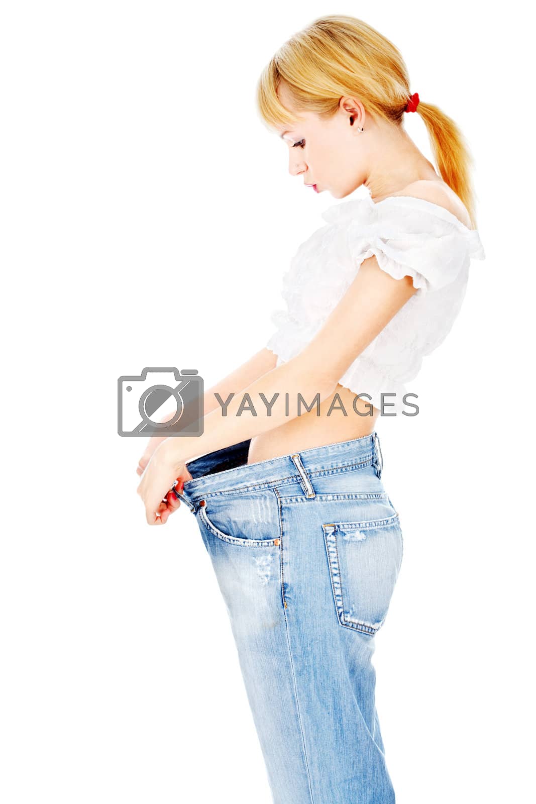 Royalty free image of Thin lady after her diet lost kilograms by imarin
