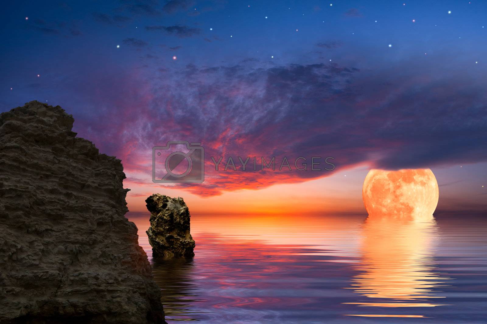 Royalty free image of Colourful landscape with moon by firewings