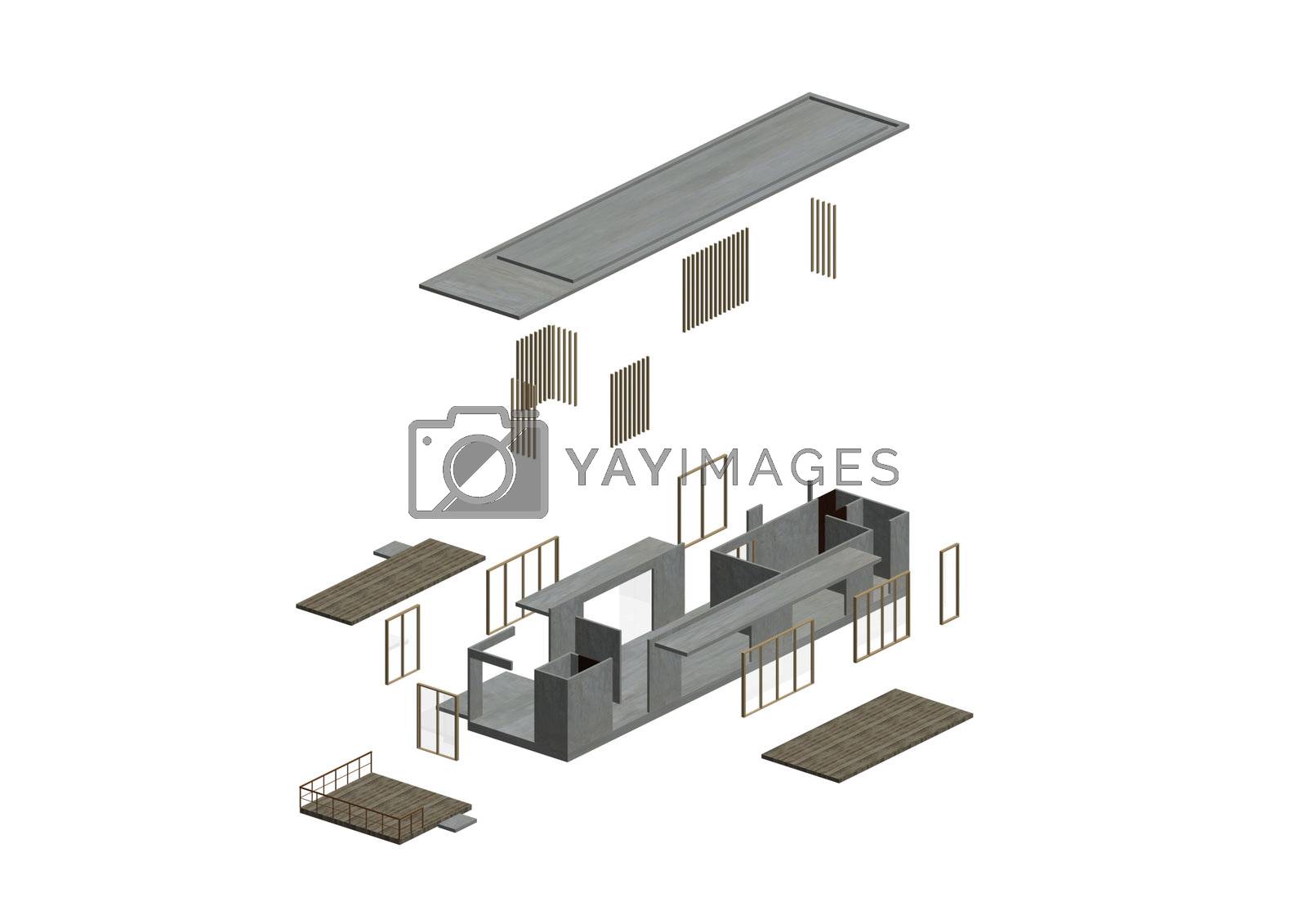 Royalty free image of Architecture Exploded in axonometric by siraanamwong