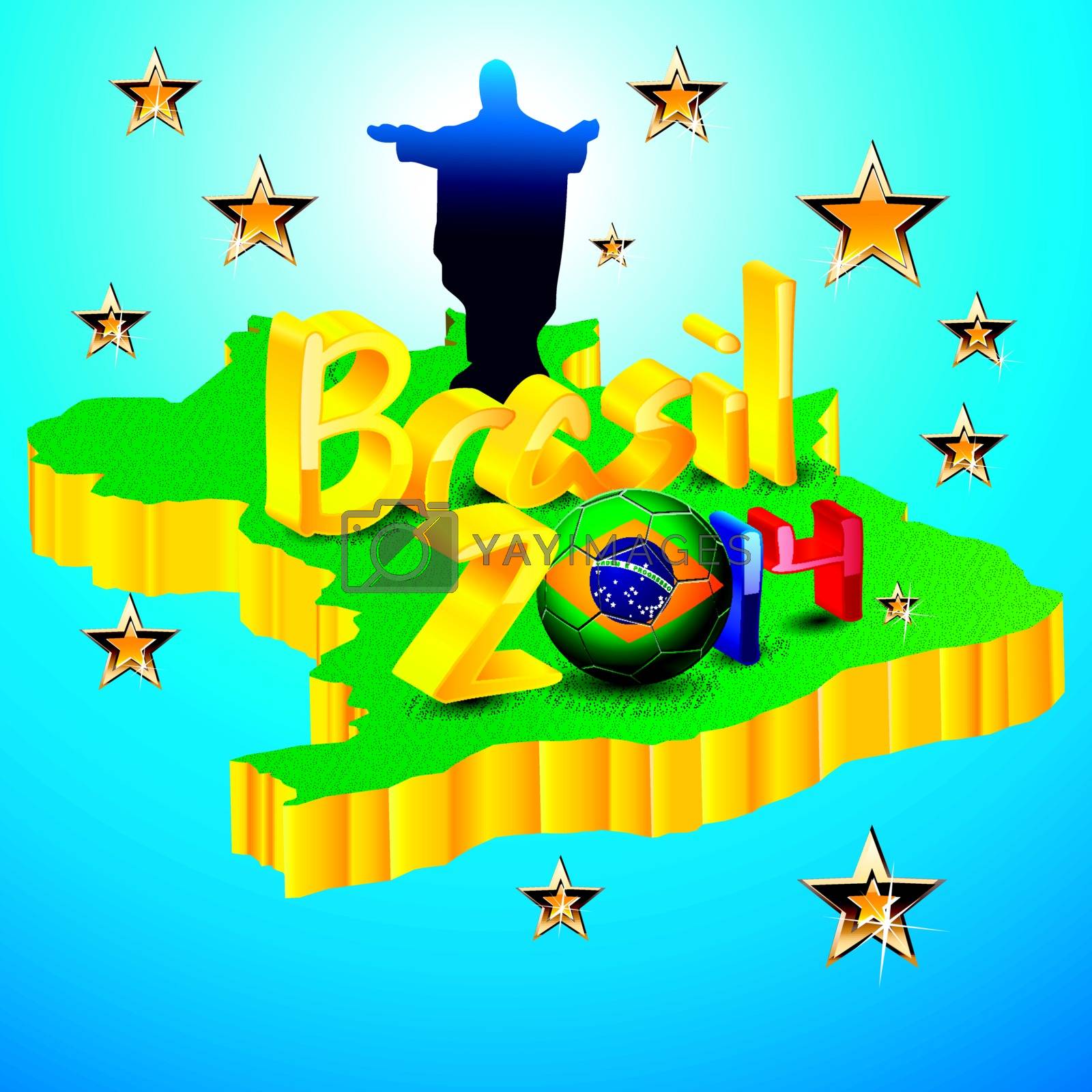 Royalty free image of 3d map Brasil world cup 2014 with Rio de Janeiro by nirots