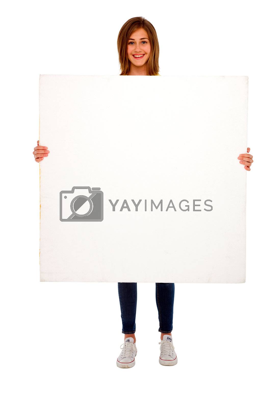 Royalty free image of teenage girl with white panel by ambro