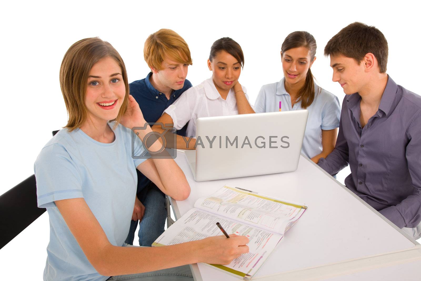Royalty free image of teenagers studying together by ambro