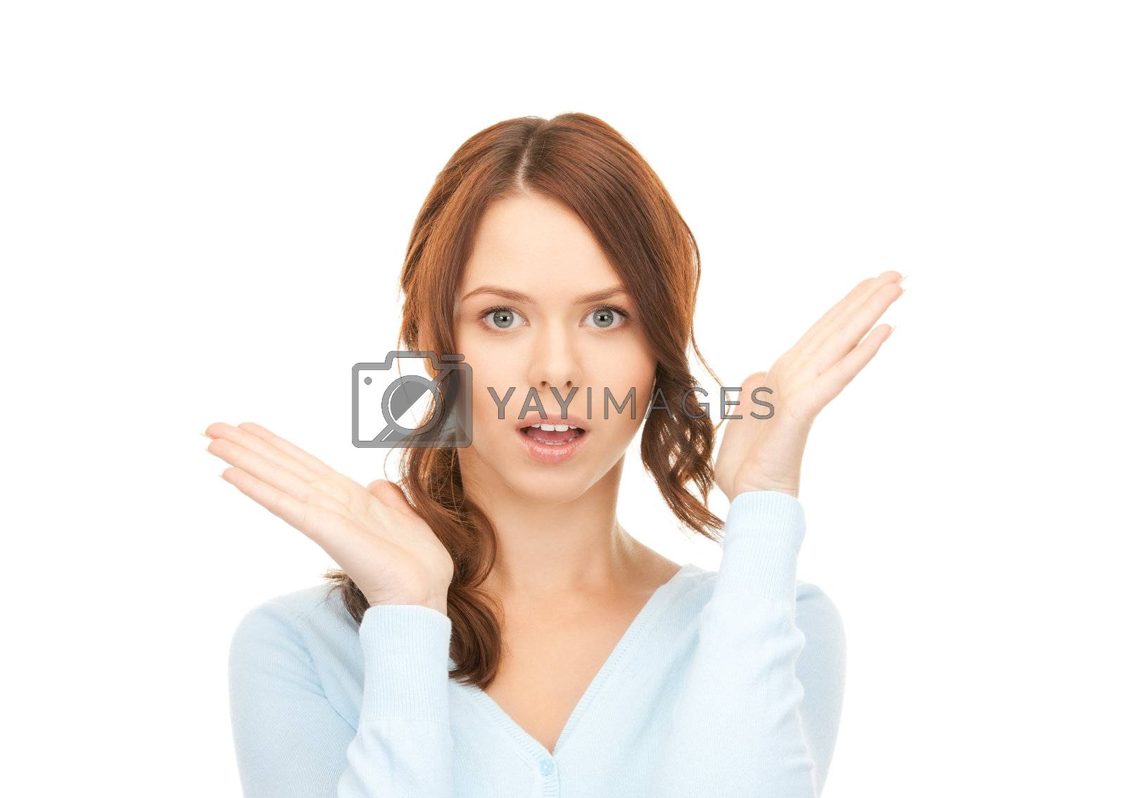 Royalty free image of woman with facial expression of surprise by dolgachov