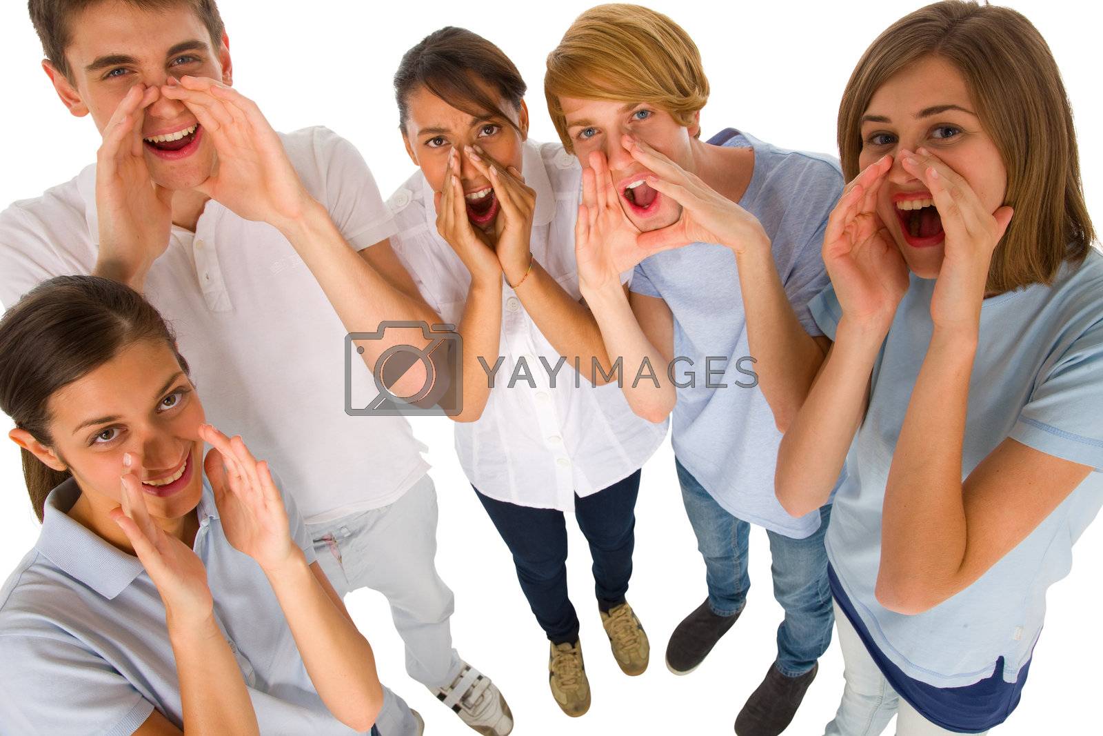 Royalty free image of group of teenagers shouting by ambro