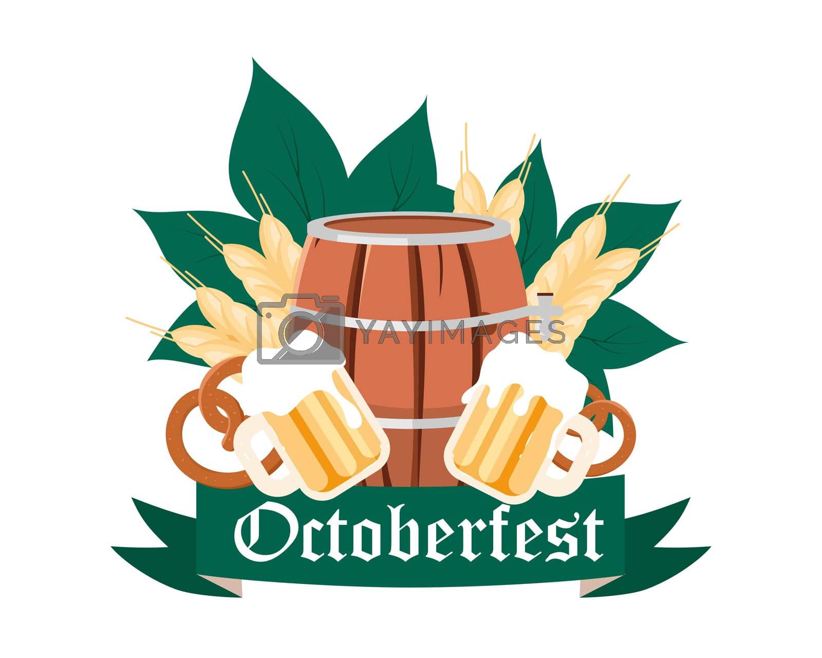 Oktoberfest celebration flat concept vector illustration. Octoberfest phrase. Annual German festival isolated 2D cartoon emblem on white for web design. Beer-drinking event creative idea