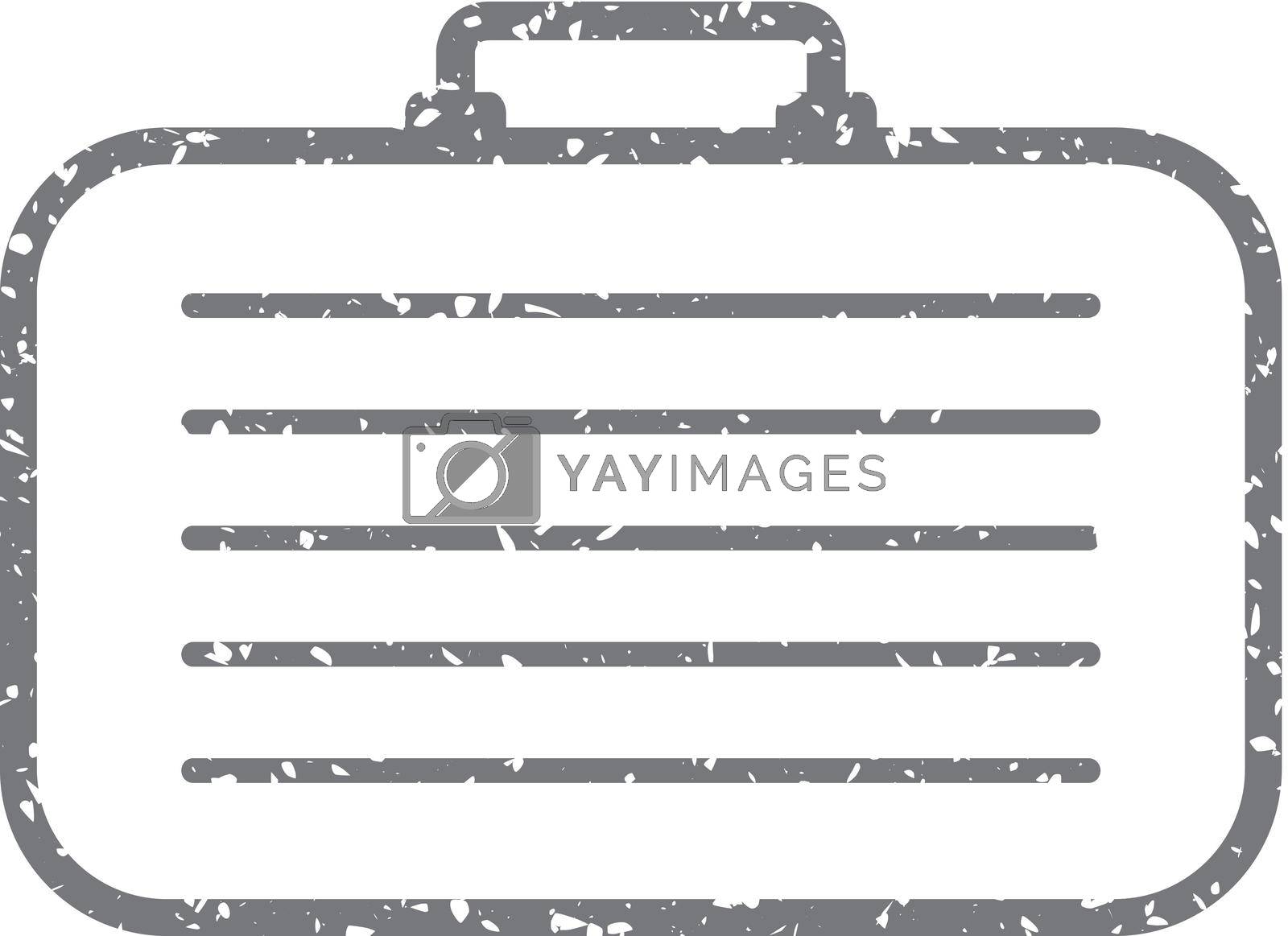 Traveling suitcase icon in grunge texture. Vintage style vector illustration.