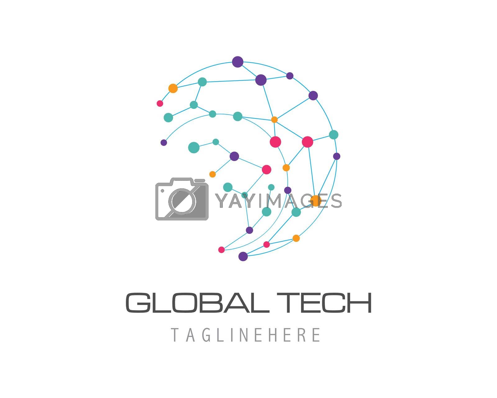 Business technology logo template vector 