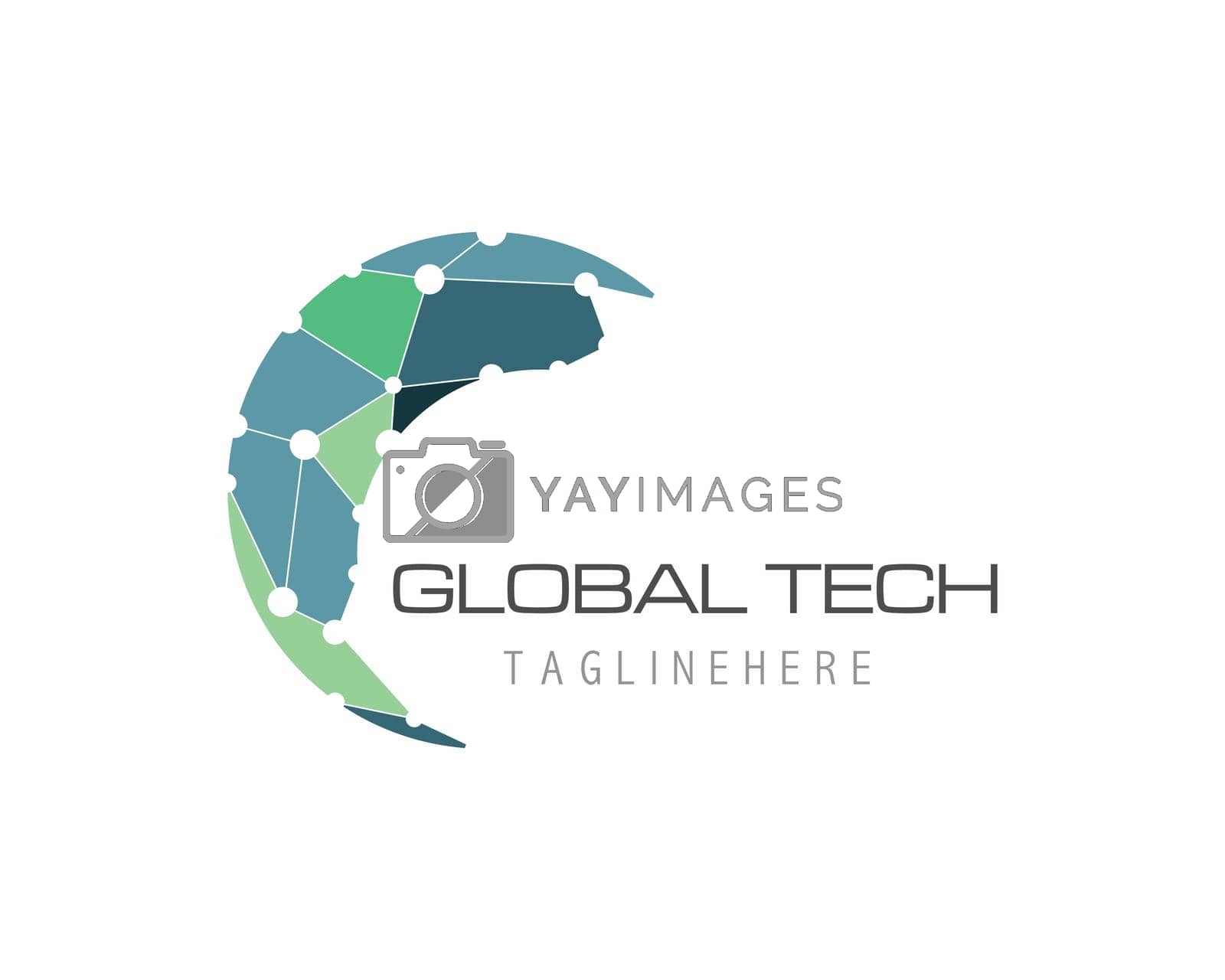 Business technology logo template vector 
