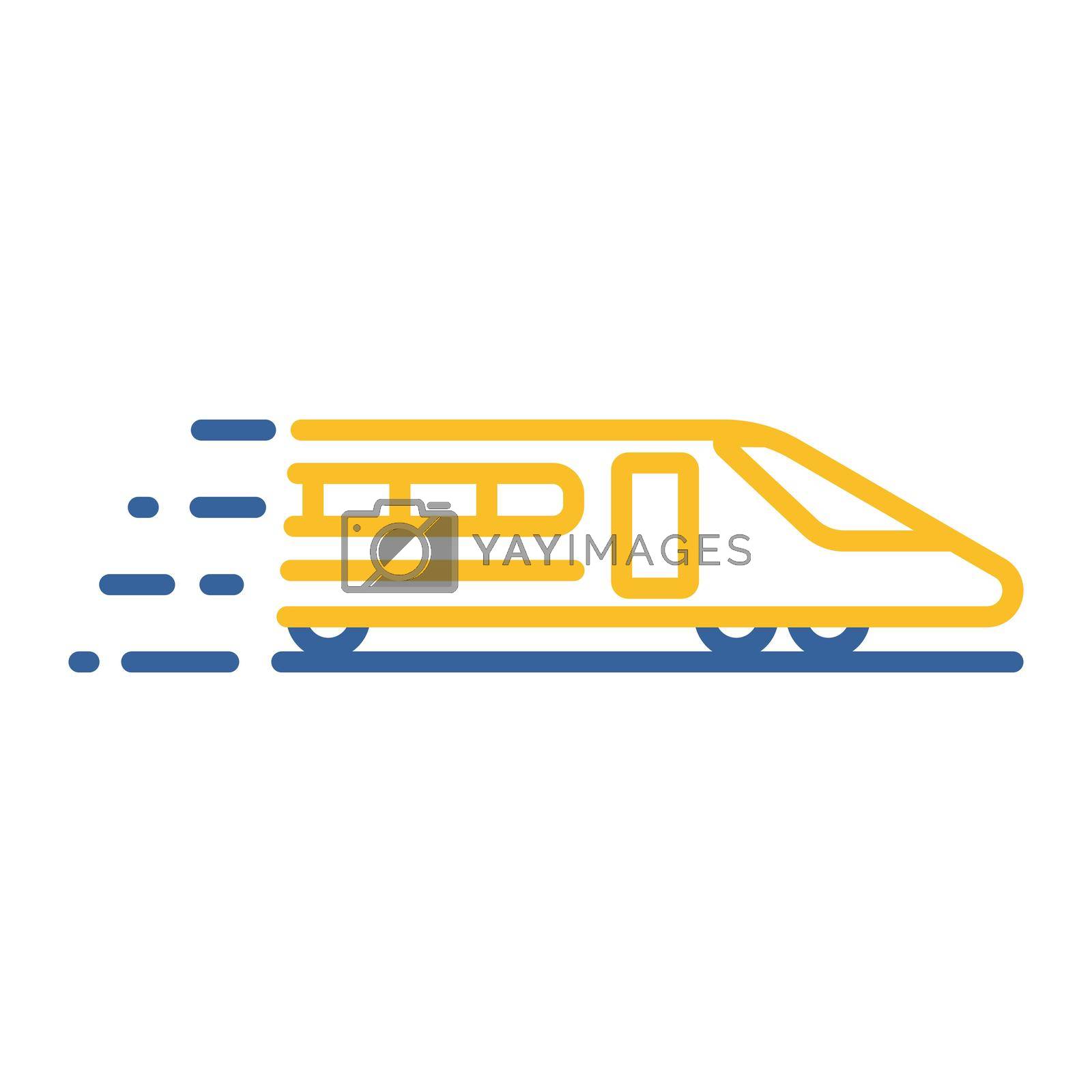 High-speed passenger train flat vector icon. Graph symbol for travel and tourism web site and apps design, logo, app, UI
